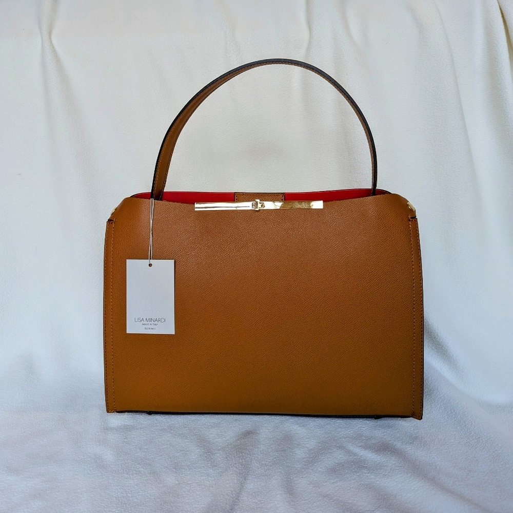 Lisa Minardi Cognac Leather Tote NWOT
